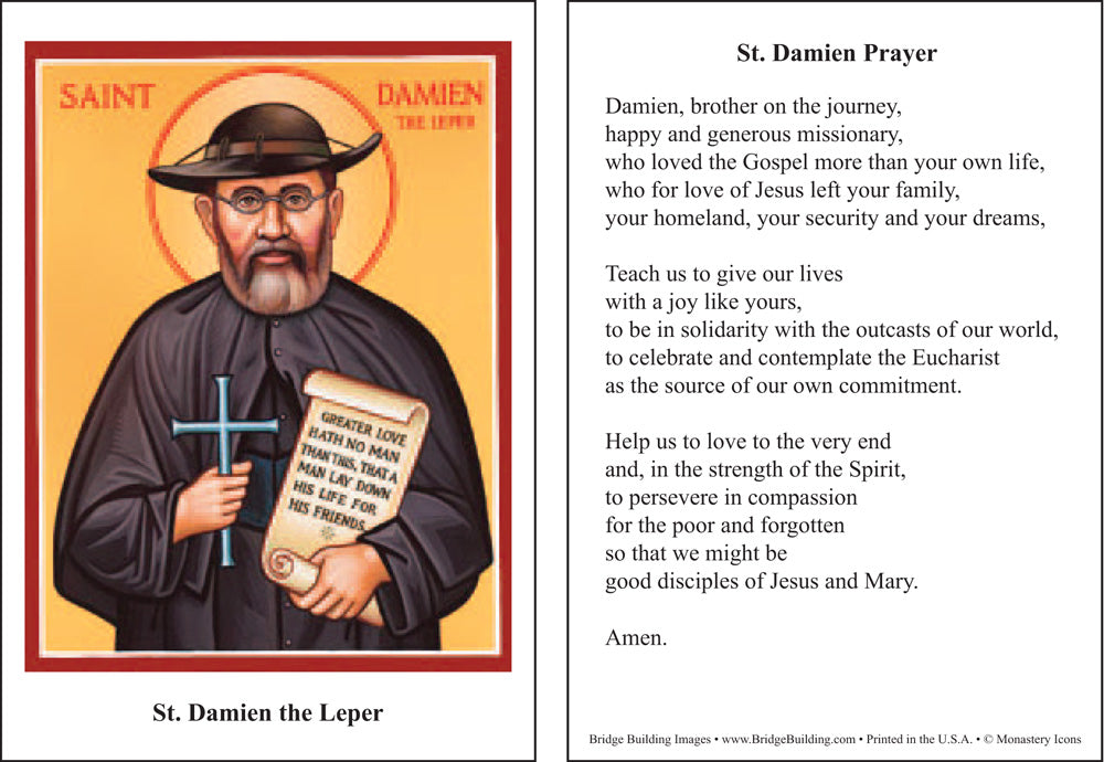 Damien the Leper Prayer Card