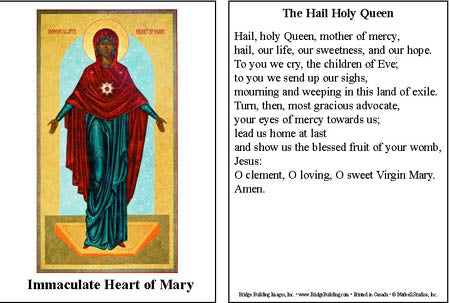 Immaculate Heart Mary Prayer Card