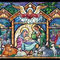 Stained Glass Nativity Christmas Card