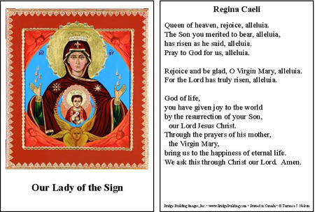 Our Lady of the Sign Prayer Card