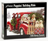 Puppies' Holiday Ride Jigsaw Puzzle 100 Piece