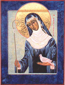 St. Scholastica Prayer Card