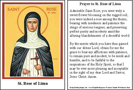 St. Rose of Lima Prayer Card