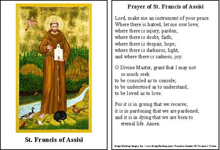 St. Francis of Assisi Prayer Card