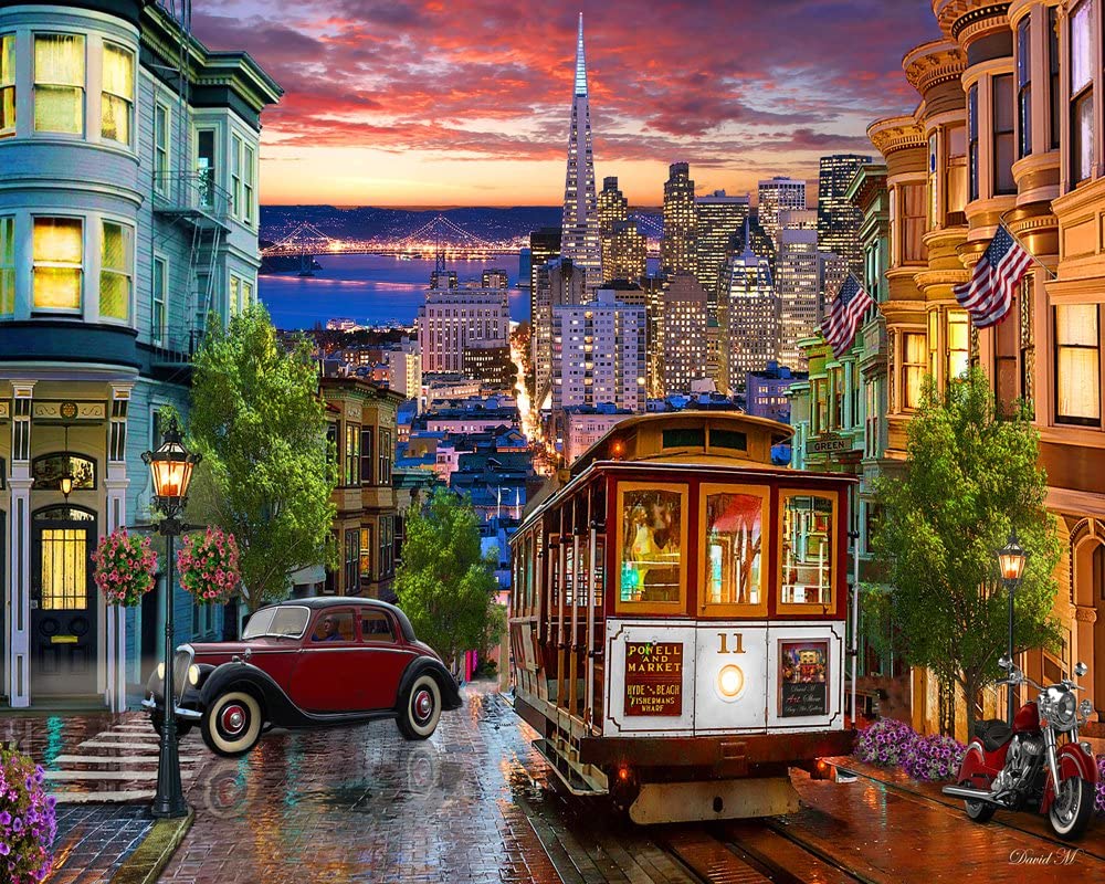 San Francisco Trolley Jigsaw Puzzle 1000 Piece| Bridge Building Images