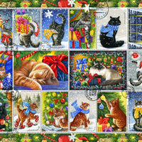 Christmas Cat Stamps Jigsaw Puzzle 550 Piece