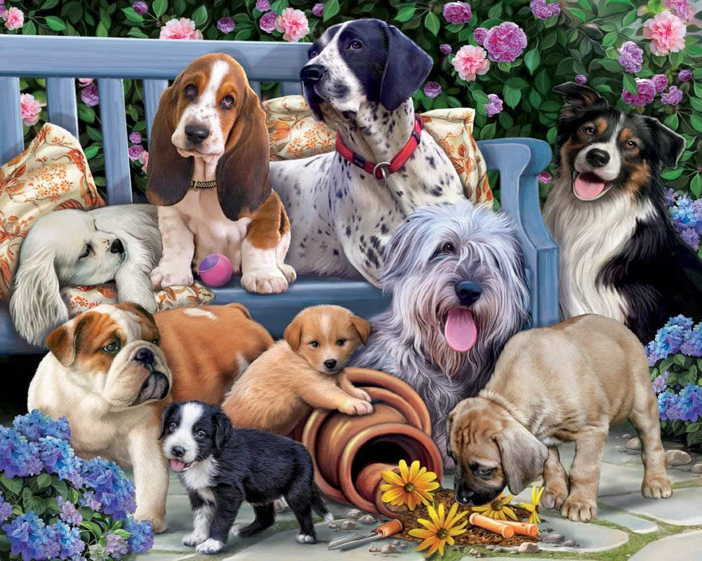 Dogs on a Bench Jigsaw Puzzle 1000 Piece